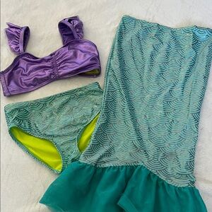 Disney Little mermaid Purple & Teal Bikini Set with Skirt